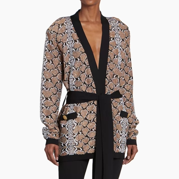 NWT$2,890 Balmain Sequined Python Print  Cardigan Top Sweater Sz FR42 (US Large) - Picture 14 of 15